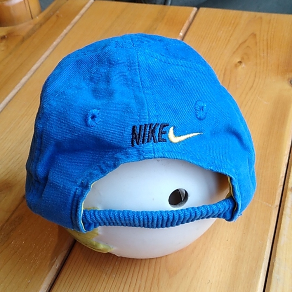 Nike Infant Baseball Cap. Blue with Yellow Swoosh. - Picture 2 of 6